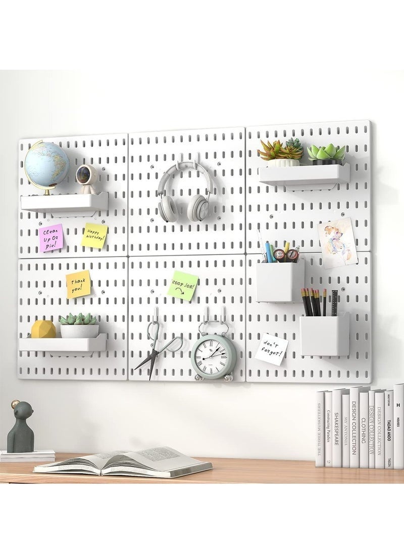 Arabest 13 Piece Pegboard Organiser Combination Set, Pegboard Wall Mount Display Pegboard Wall Panel, Durable Plastic Wall Storage Kit, Pegboard Accessories for Kitchen, Craft Room Workplace (White) - Image 5